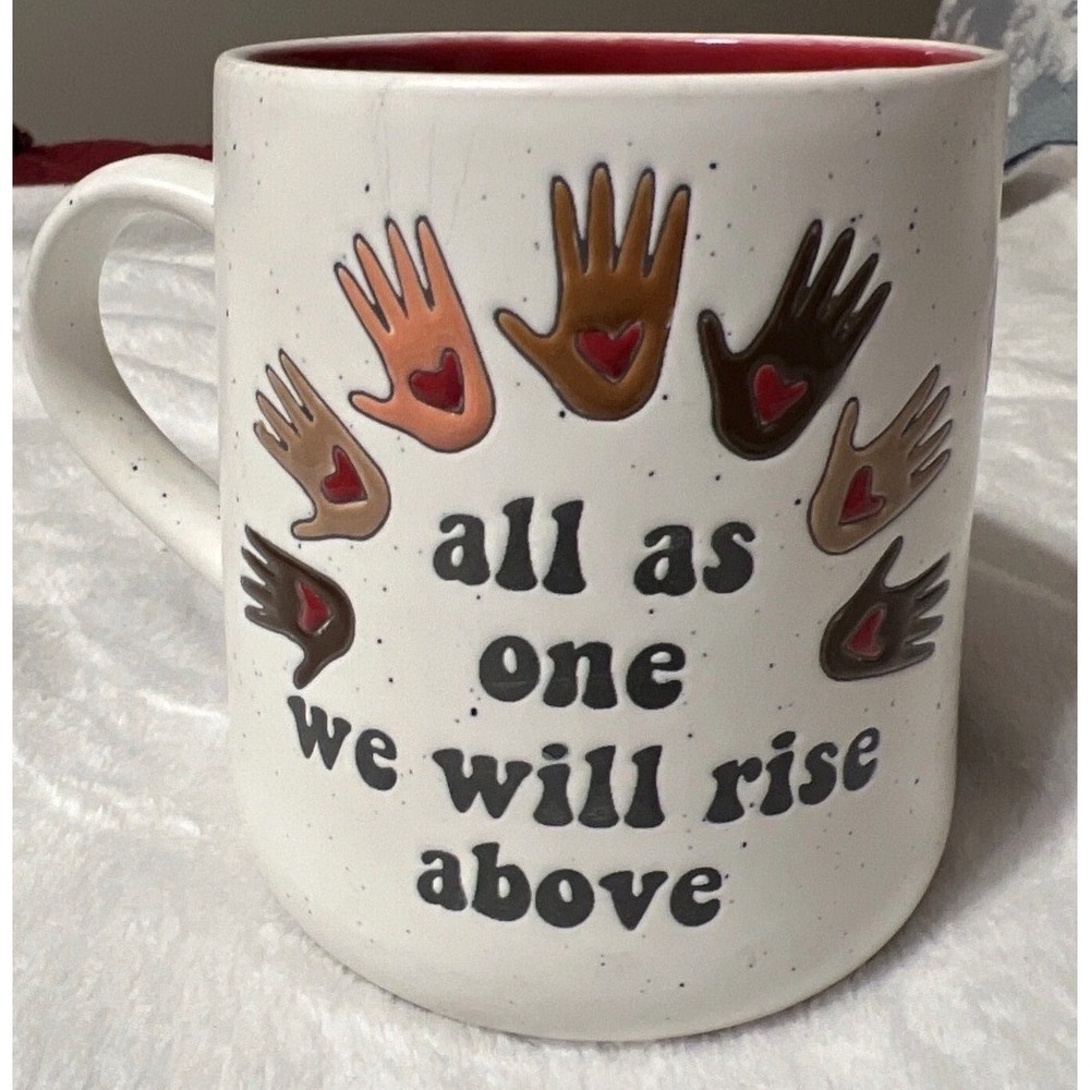 Good Day Coffee‎ Mug White Unity Inclusion Speckled Ceramic New